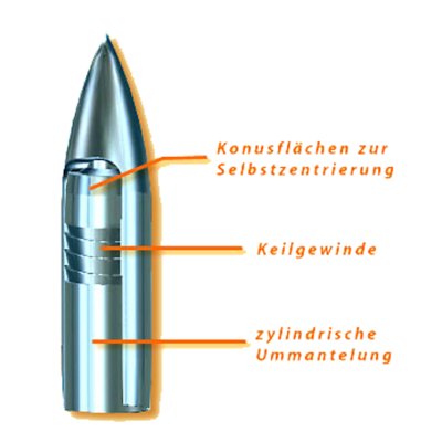 TopHat® Stahl Ni Spitze Bullet mit Gewinde für Holzpfeile 5/16 - 100 grain
